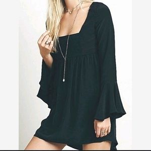 Stone Cold Fox XS/S Farrah Silk Mini Black Party Dress Square Neck